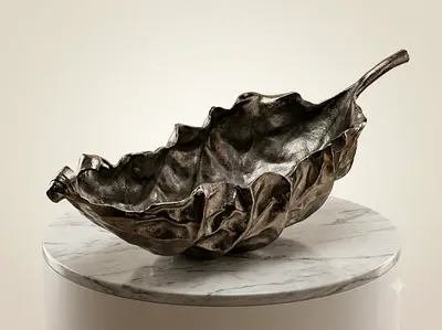 MARINA HOME Metal Leaf Decorative Bowl / Centerpiece
