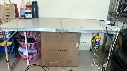 Folding aluminum table with stools - lightweight portable table