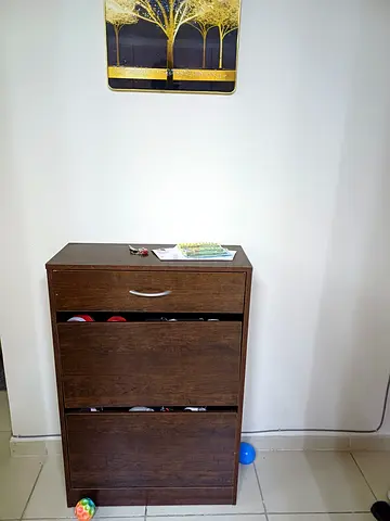 Compact 3-Drawer Wooden Shoerack - Dark Brown