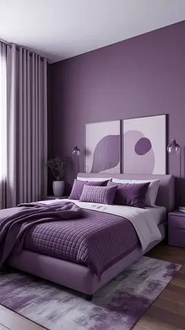 Modern Purple Upholstered Bed Frame with Headboard
