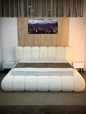 Modern Upholstered Bed with Matching Nightstand