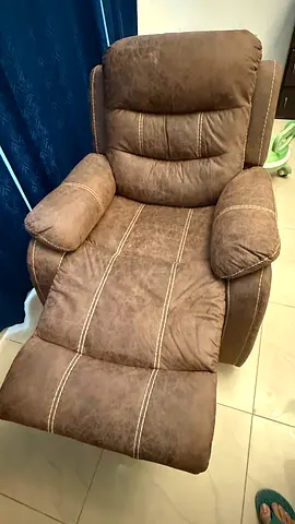Brown recliner armchair with footrest - good condition