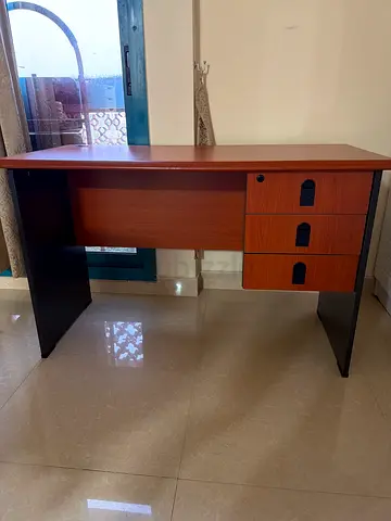 Wooden Office Desk with 3-Drawer Pedestal - Good Condition
