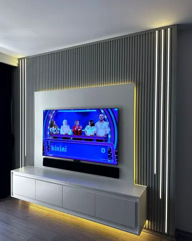 Minimalist Fluted Media Wall