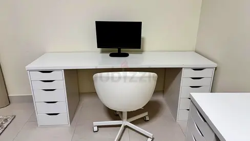 White double pedestal office desk