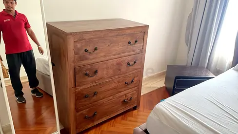 Solid Wood 4-Drawer Chest of Drawers - Rustic Finish