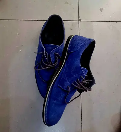 Christiano Ronaldo CR7, Blue suede mens derby shoes.