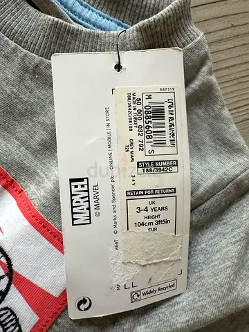Marvel kids grey marl sweatshirt - size 3-4 years
