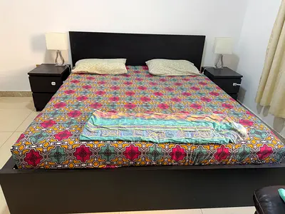 King size bed frame with two matching drawers
