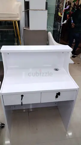 White Reception Desk with Locking Drawers