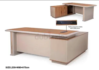 Executive L-shaped Office Desk with Storage and USB Ports - 200x80x75 cm