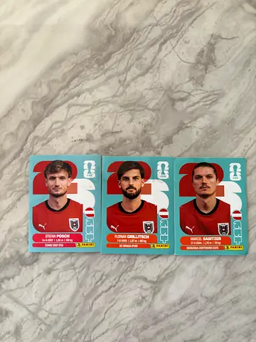 Set of 3 Vintage Football Player Trading Cards - Austrian Team