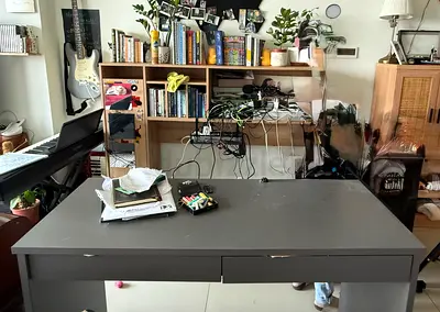 Desk with book shelf