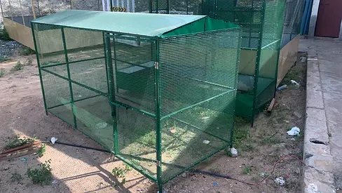 Large outdoor metal bird/aviary cage with roof -