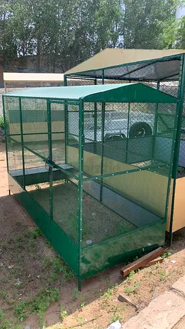 Large Outdoor Metal Bird Aviary / Cage - Green, Good Condition