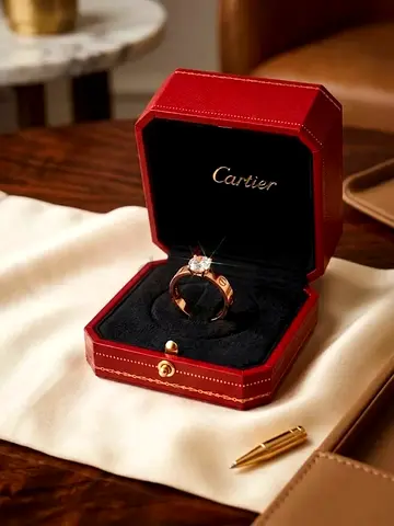 ORIGINAL 18 k Gold Cartier Love Ring with Central Diamond 0,47 ct Solitaire 51