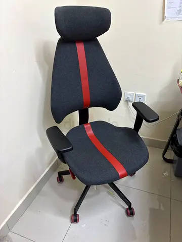 Ergonomic Office/ Gaming Chair with Headrest — Black/Grey with Red Accent