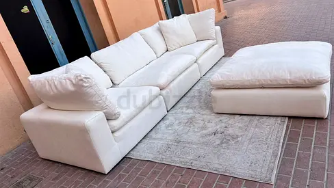 Marina home feather filled sofa with footstool
