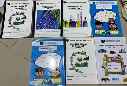 Set of Westminster School workbooks: Biology, Chemistry, Pre-IGCSE, Islamic Arabic (Year 7-10)