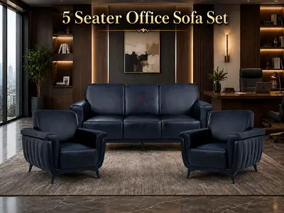 Modern Black 5 Seater Office Sofa Set – Leather Office Sofa Set For UAE Offices