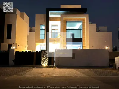 Luxury villa for sale, two floors and a roof, Al Bahia area, Ajman. Registration and ownership fees apply. Freehold ownership.