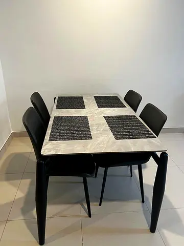 Pan Home 4-Seater Marble Top Dining Set