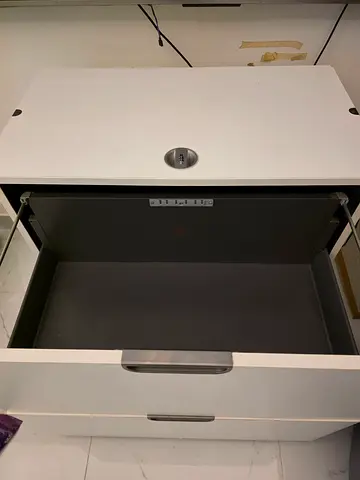 White Storage Cabinet with Drawer — Good Condition