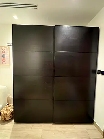 IKEA Black Wood Wardrobe + Matching Dresser Set