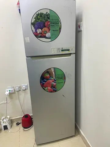Silver Double-Door Refrigerator - Good Working Condition
