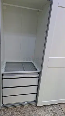 White freestanding wardrobe/armoire with 3 drawers - good condition
