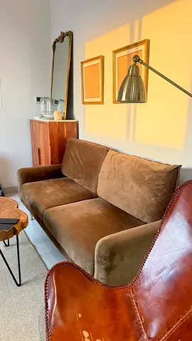 3-seater brown velvet sofa - good condition