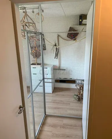 Large Indoor cat Playroom — Custom Metal Frame with Mesh