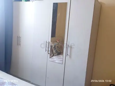 White 6-door Wardrobe/Closet with Mirror