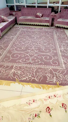 Used purple patterned living room carpet with fringe - good condition ( Made in Turkey )