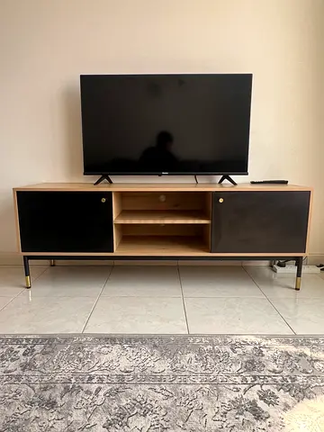 Modern TV Cabinet / TV Console – Wood  Black Finish – Excellent Condition