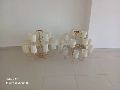 Pair of Modern Gold Multi-Shade Chandeliers - Good Condition