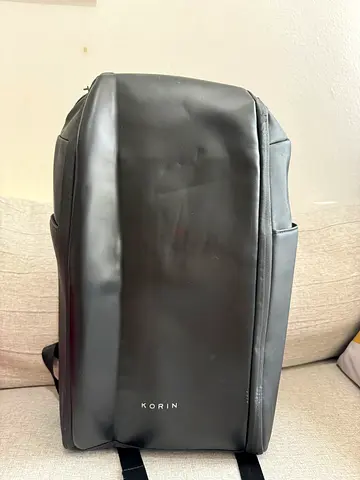 Korin black minimalist backpack - slim, water-resistant daily pack
