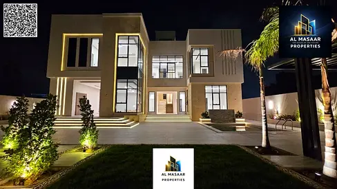 The most luxurious villas in Ajman, in the most beautiful locations, on a plot of 8000 sq ft next to Jasmine Park, with a large courtyard, swimming po