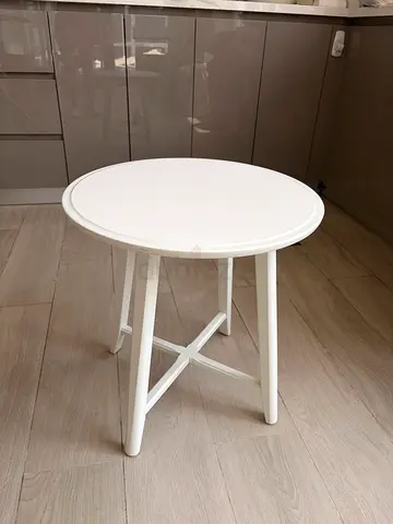 IKEA White round wooden side table - compact and sturdy