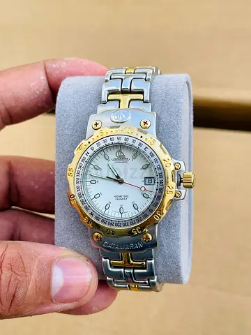 Catamaran Two-Tone Quartz Mens Watch with Date - Good Working Condition