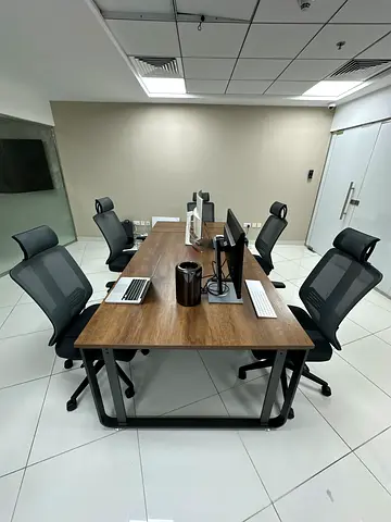 Set of 6 Modern Office Workstations with Ergonomic Chairs and Desks