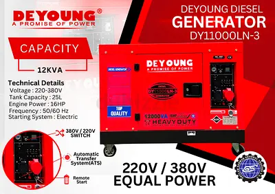 Deyoung DY11000LN-3 12kVA Diesel Generator (220V/380V) - Good Condition