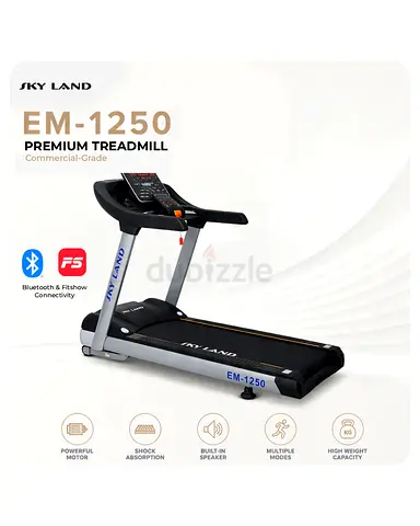 SKY LAND Commercial Treadmill | 8 HP Peak AC Motor, 180 KG Capacity, 15% Auto Incline, 155 X 55 cm