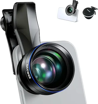 NEEWER 60mm Telephoto Lens with 2X Magnification 17mm Screw Lens Clip and 67mm Filter Adapter Ring f