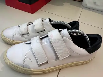 Genuine leather Sandro Paris White leather velcro sneakers mens casual shoes, size 43 ~44