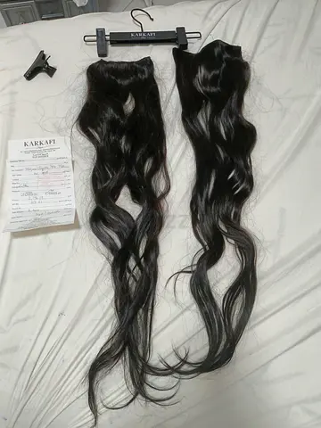 Long Black Wavy Clip-in Hair Extensions (2 pieces) - Good Condition