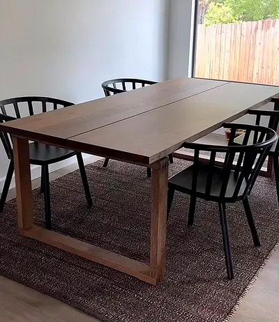 Solid Wood Dining Table with Modern Frame