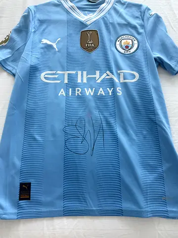 Personally Signed by Erling Haaland Manchester City 2023/24 Home Jersey - World Champions Version