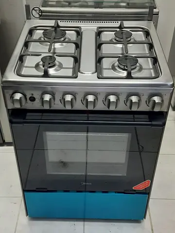 Media Gas Cooker 60 x 60 cm, Full Safety, Auto Ignition, Rotisserie, Thermostat, Separate Knob