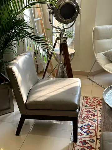 x2 WEST ELM Leather Slipper club chairs arcmhairs in Elephant genuine leather
